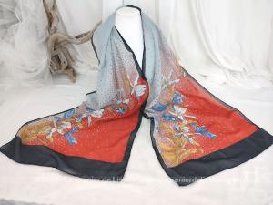 Original foulard écharpe étole Iris Bleus Gim Renoir