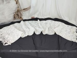Long chemin de table crochet fil coton blanc épais