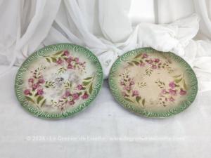 Duo assiettes dessert fleurs rose Sarreguemines