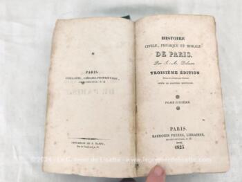 Datant de 1825, voici un ancien livre portant le titre de 