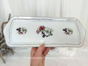 Plat à cake décors fleurs Véritable Porcelaine Fine France