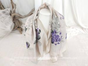 Foulard vintage aux violettes marque Rhodia en acétate