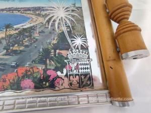 Plateau vintage bois vitrifié Souvenir de Nice