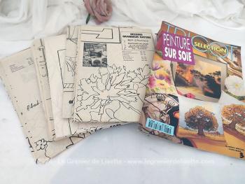 Voici un lot de 5 grandes feuilles de 100 x 140 cm correspondant aux superbes modèles de dessins grandeur nature  proposés dans la revue Peinture sur Soie, numéro spécial hors série de 1992.