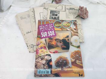 Voici un lot de 5 grandes feuilles de 100 x 140 cm correspondant aux superbes modèles de dessins grandeur nature  proposés dans la revue Peinture sur Soie, numéro spécial hors série de 1992.