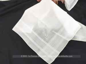 Grand mouchoir coton monogramme J brodé dans losange