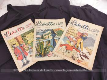 Lot de 3 anciennes revues Lisette de 1949, le numéro 30 du 24  juillet, le numéro 31 du 31 juillet et le numéro 32 du 7 aout 1949.
