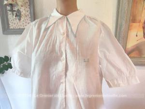 Chemise de nuit vintage fait main feston et monogrammes LS