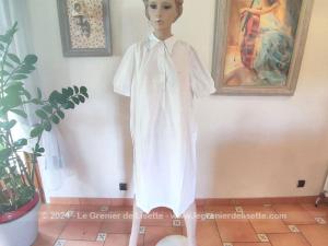 Chemise de nuit vintage fait main feston et monogrammes LS