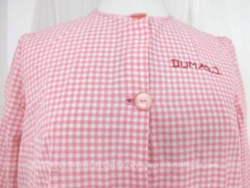 Tablier vichy rose vintage taille 38 nom brodé – Image 3