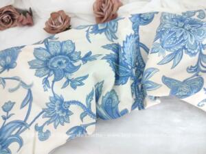 Habillage housse traversin tissus bleu shabby