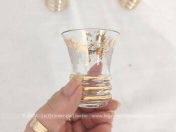 Adorable carafe à liqueur 4 verres dorures et grappes gravées – Image 7