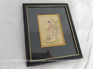 Duo cadres originaux dessins asiatiques soie signés