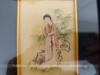 Duo cadres originaux dessins asiatiques soie signés – Image 5