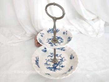 Petit serviteur à 2 étages en porcelaine anglaise rose, modèle 