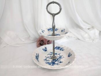 Petit serviteur à 2 étages en porcelaine anglaise rose, modèle 