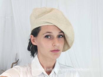 Adorable béret galette artisanal laine rustique camel – Image 6