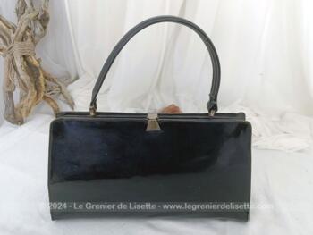 Ancien sac vintage en cuir vernis et sa anse