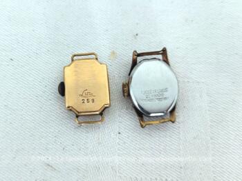 Voici un duo de montres pour femmes en plaqué or made in Suisse de marque différentes mais datant toutes les 2 des années 50/60. Ne fonctionnent officiellement pas. Mais pourquoi pas après une petite révision ?