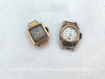 Voici un duo de montres pour femmes en plaqué or made in Suisse de marque différentes mais datant toutes les 2 des années 50/60. Ne fonctionnent officiellement pas. Mais pourquoi pas après une petite révision ?