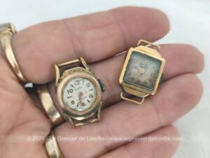 Duo montres femmes plaqué or Suisse années 50