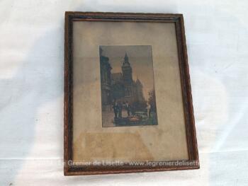Sur 27 x 21 cm, voici un incroyable dessin de 9 x 14 cm datant du XIX°,  signé et portant au dos l'estampillé 