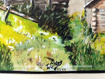 Voici sur une gouache signée peinte datant de 1944 sur un papier de 30 x 23 cm représentant un village montagnard avec en fond des coteaux enneigés.