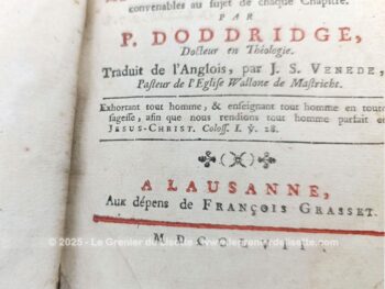 Datant de 1757, voici le livre dont une partie du titre est 