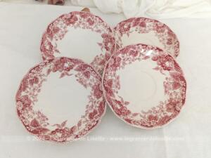 Lot 4 soucoupes shabby « Strawberry Fair » de Johnson Brothers
