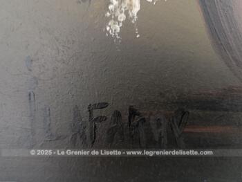 Original tableau signé peinture huile sur bois Bouquet Fleurs – Image 6