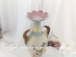 Superbe vase ancien faïence forme amphore numéroté et signé