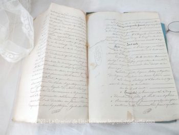 Bel assortiment XIX° acte notarié de 1872, pince-nez, courrier et tampon – Image 4