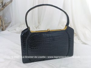 Superbe sac vintage en cuir croco