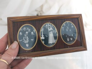 Ancien petit porte photo verre teinté 3 emplacements