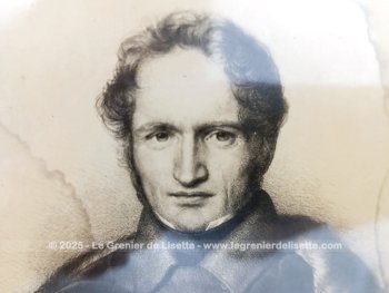 En bois noirci, voici un cadre ancien en bois noirci mettant en valeur la copie d'une lithographie du portrait de Henry Pyt réalisé par Zephirin Felix Jean Marius Belliard .