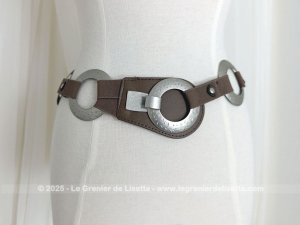 Ceinture originale style seventies élastique et gros anneaux