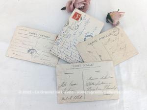Lot de 4 cartes postales anciennes message Amitié