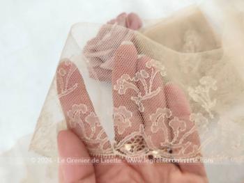 Duo de bandes de dentelles ancienne broderies sur tulle – Image 2