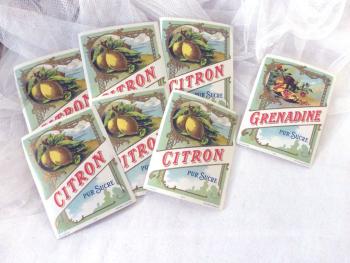 Lot de 6 anciennes étiquettes sirop 