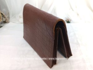 Original porte document vintage croute de cuir croco
