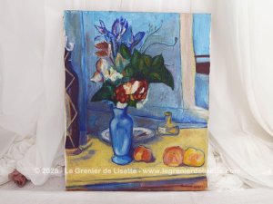 Très belle copie de 1982 du tableau Le Vase Bleu de Paul Cézanne