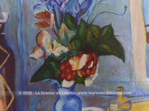 Très belle copie de 1982 du tableau Le Vase Bleu de Paul Cézanne