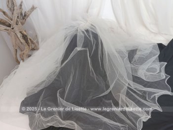 Voile de mariée couleur champagne, en 2 épaisseurs, un pan sur l'arrière  décoré de strass et un pan uni voilant le visage .
