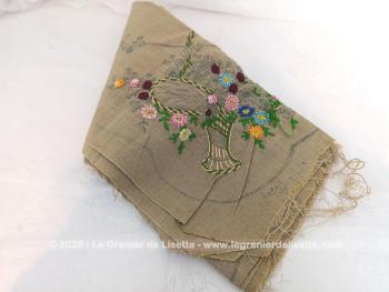 En coton de lin couleur naturelle, cette nappe de 138 x 140 cm est partiellement recouverte de broderies faites main. Des motifs de fleurs et de bouquets, déjà dessinés, attendent encore d’être brodés. A vous aiguilles mesdames pour votre pièce unique !