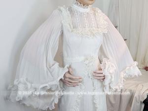 Ancienne robe mariée majestueuses manches plissées taille 34/36