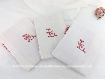 Lot 3 grandes serviettes décors rouges monogramme L – Image 7
