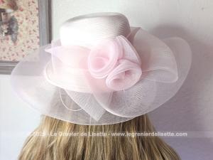 Large chapeau orignal sisal synthétique rose pale