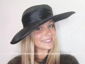 Capeline sisal noir revers fleur