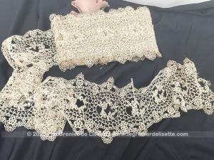 RESERVE – Ancien coupon dentelle guipure couleur crème