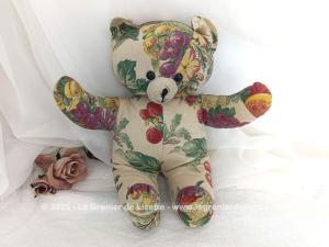 Adorable ours Peluche d’Oc tissus fruits et fleurs